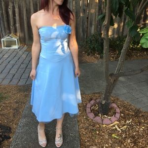 90’s does 50’s swing inspired baby blue dress.